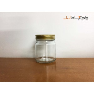 210 ML. Glass Bottle Cover Gold - Transparent Handmade Glass Bottles. (210 ml.)